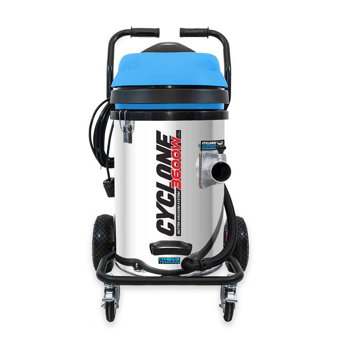 Cyclone II 3600W Stainless Steel 20 Gallon Gutter Vacuum with 40 Foot Carbon Fiber Clamping  Poles and Bag